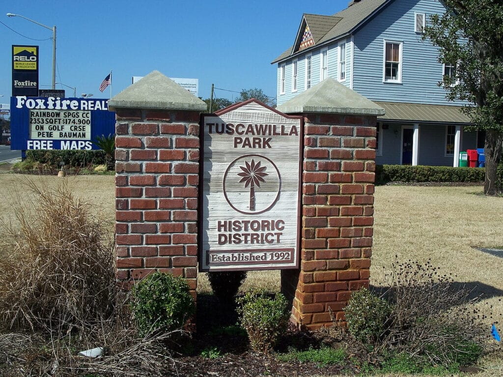 Tuscawilla historic park Sign in ocala, florida