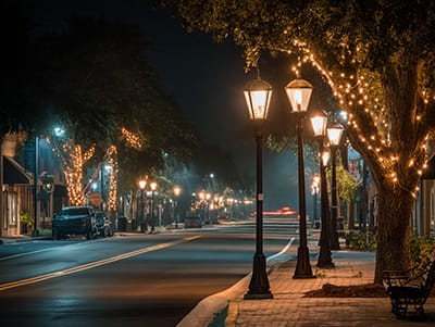street lights on Fort King Street in Ocala, FL